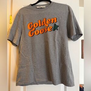 Golden Goose Gray T-Shirt with Orange Logo